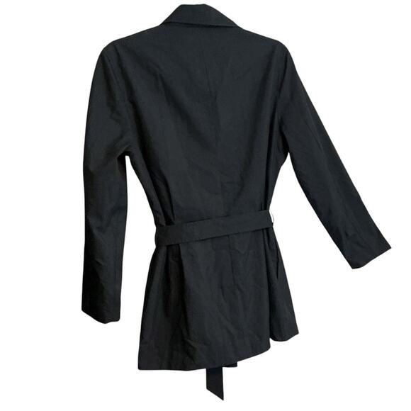 Eddie Bauer Black Cotton Single Breasted Belted Trench Jacket M Lightweight - Picture 3 of 10